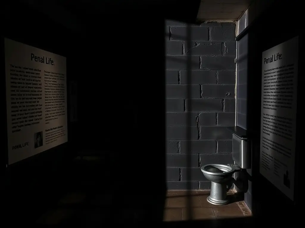 A photograph of the 'Penal Life' exhibition, depicting the harsh conditions and daily routines of prisoners in Kilmainham Gaol.